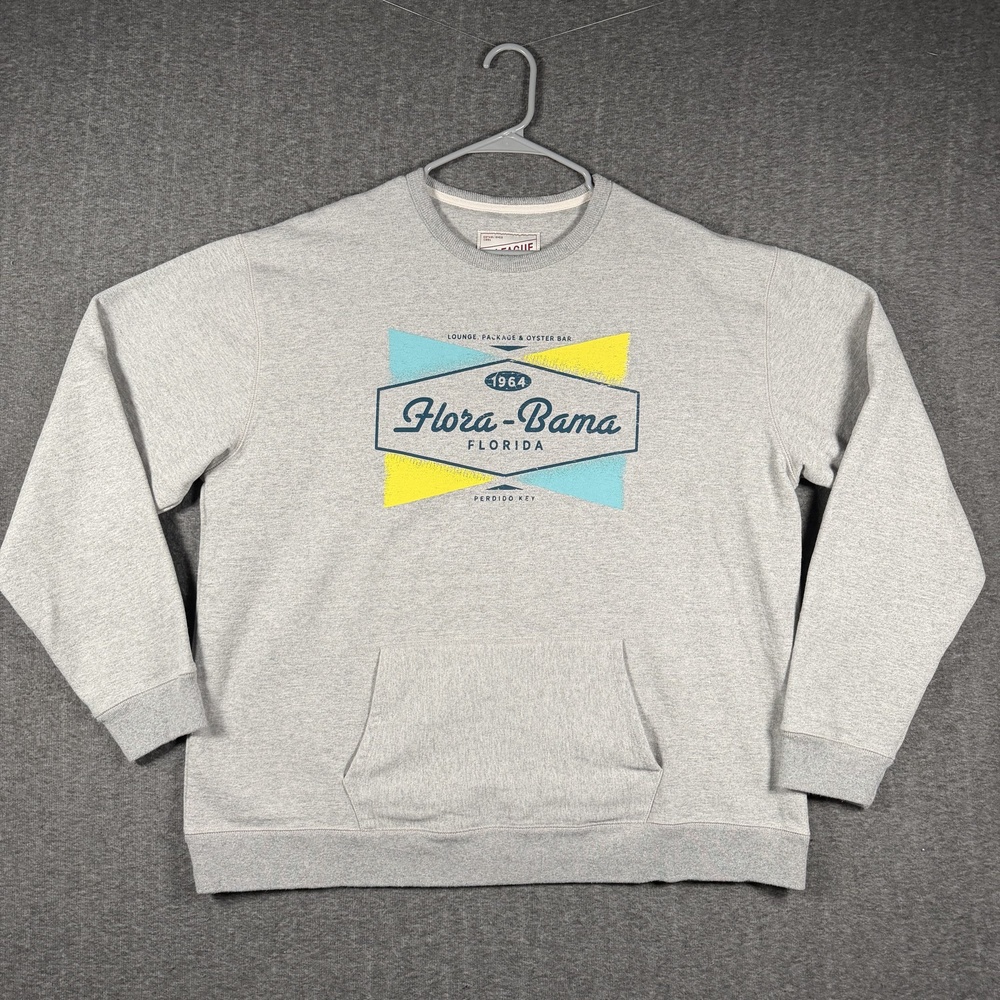 League Flora-Bama Sweatshirt Mens 2XL Gray Pullover Florida Perdido Key Vacation